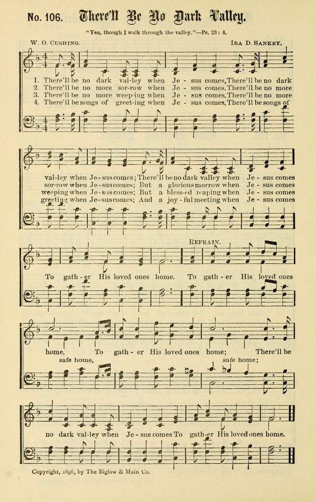 Sheet music of the hymn, “There’ll Be No Dark Valley”, from Christian Endeavor Edition of Sacred Songs No. 1.