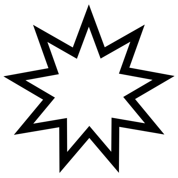 Black outline of a nine-pointed star.