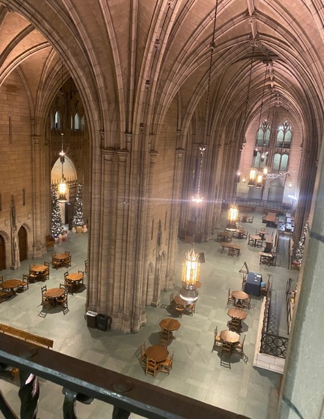 View of The Cathedral of Learning first floor from above 